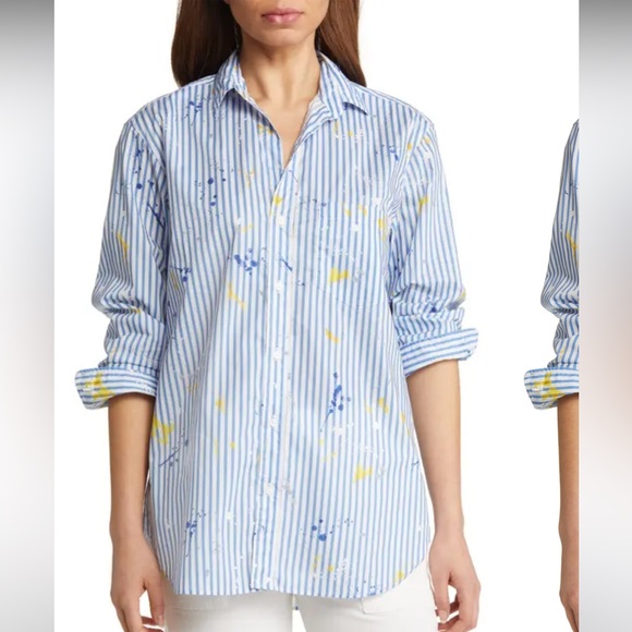 Frank & Eileen Tops - Frank & Eileen Joedy Paint Splatter Stripe Relaxed Button-up Shirt
